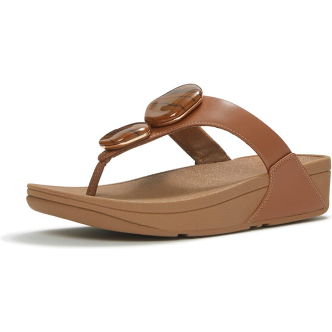 FITFLOP Lulu Marbled Stone Toe-post Slippers - Dames - Camel - Maat 42