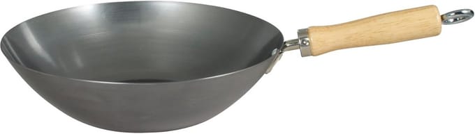 Koolstofstalen Wok met Houten Handvat 27 cm