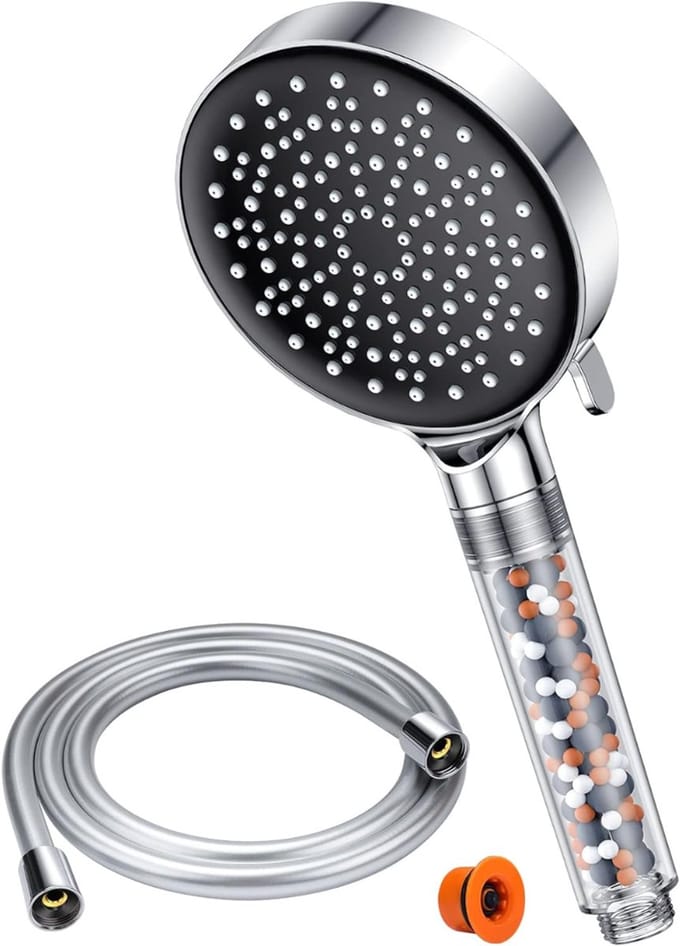 TIM® Douchekop - Doucheslang - Doucheset - Douchekop met Slang - Chrome - 28cm x 12cm x 6cm