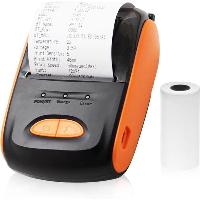 Bonprinter Draagbare 58 mm mobiele thermische printer Draadloos BT Mini Bill Ticket afdrukken 0 oranje