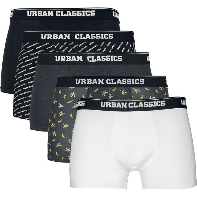 Urban Classics Boxerset - Boxer Shorts 5-Pack - S tot 4XL - voor Mannen - zwart-grijs-wit
