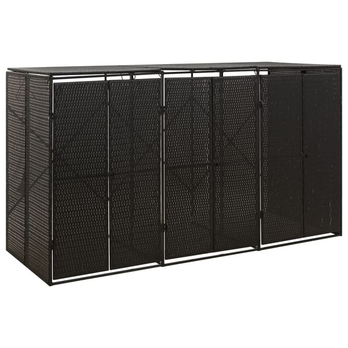 vidaXL - Containerberging - driedubbel - 207x80x117 - cm - poly - rattan - zwart