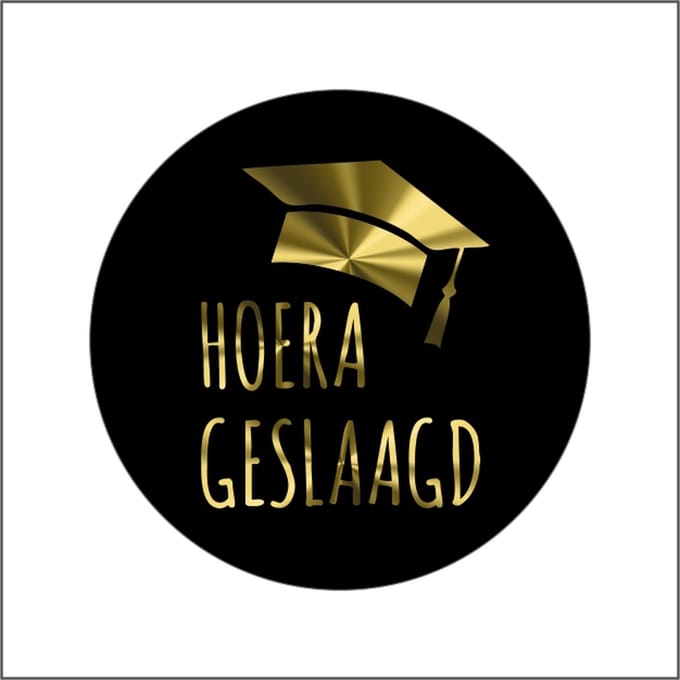 Sticker - "Geslaagd" - Etiketten - 39mm - zwart/goud - Sluitzegel - Sluitsticker - Premium Kwaliteit