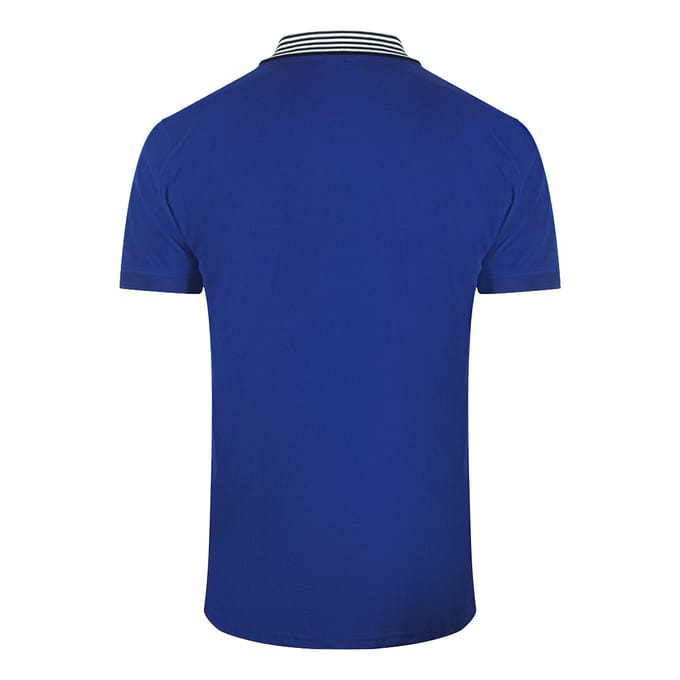 Cavalli Class Gestreepte Kraag Irisblauw Poloshirt
