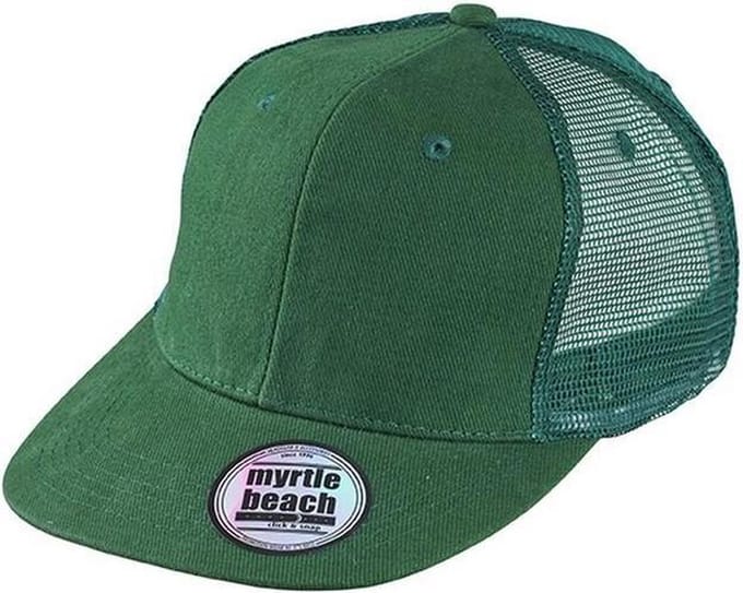 Myrtle Beach Volwassenen Unisex 6 Panel Flat Peak Cap (Donkergroen)