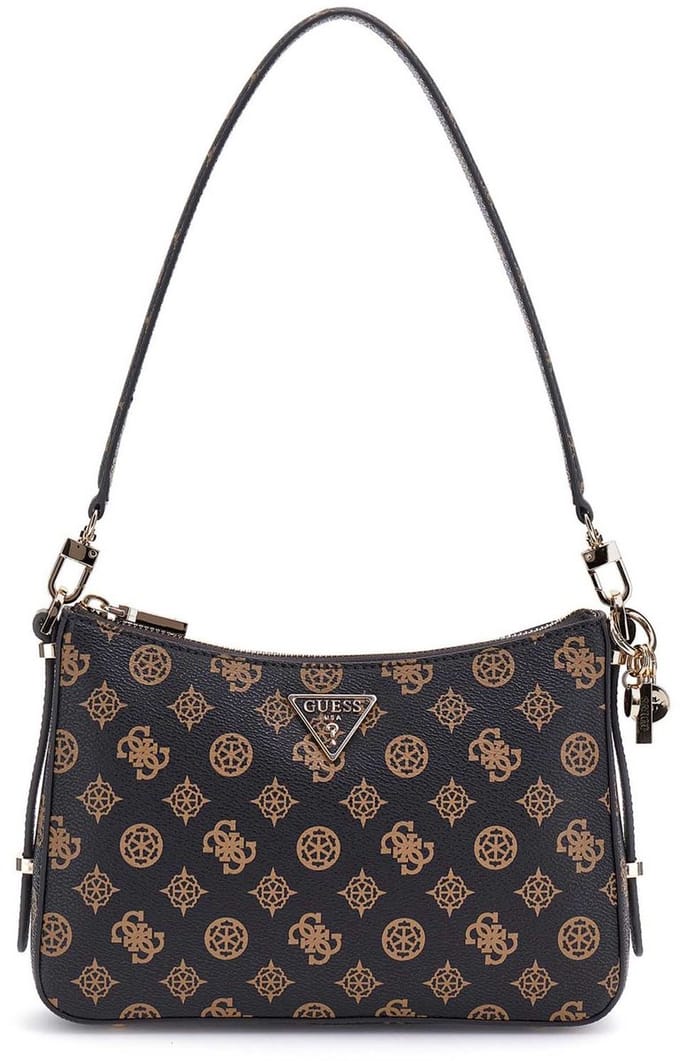 GUESS schoudertas Daryna II Top Zip Shoulder Bag Mocha Logo donkerbruin