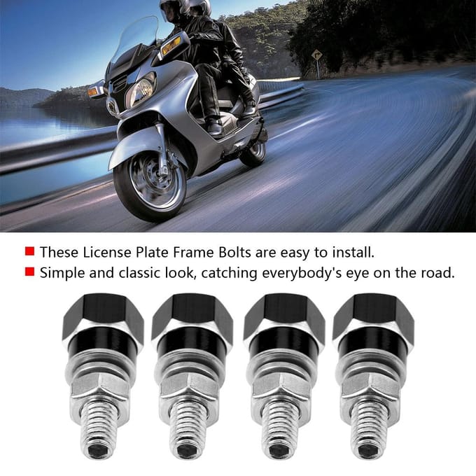 4 stuks Universele Draad Kentekenplaathouder Bouten Schroeven Voor Motorfiets (zwart) zwart