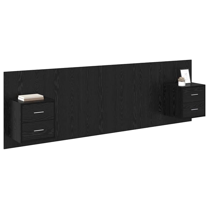 vidaXL - Hoofdeinde - Met - Kast - 3 - st - Zwart - Eiken - Bewerkt - hout