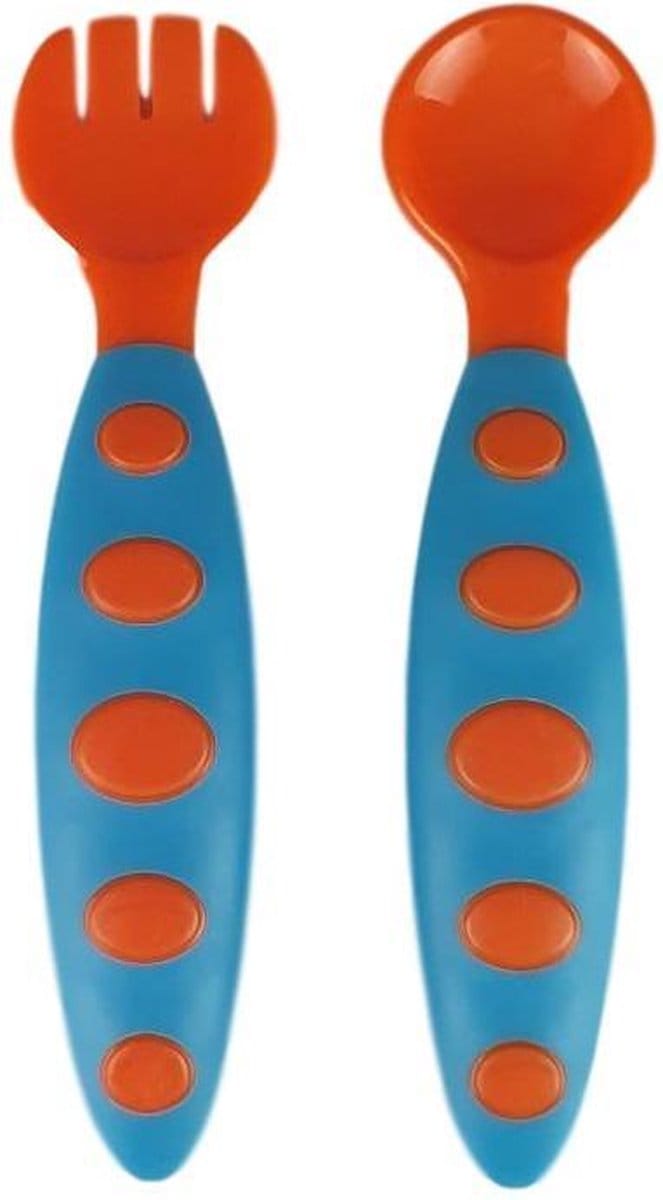 Baby bestekset - Blauw / Oranje - Kunststof 1
