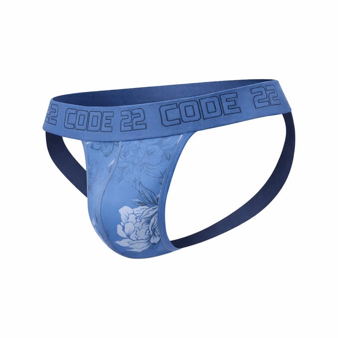 CODE 22 Bouquet Jockstrap Blue - MAAT S - Heren Ondergoed - Jockstrap voor Man - Mannen Jock