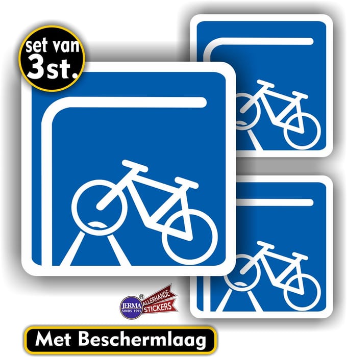 Jerma - Overdekte Stalling - Sticker - Set 3 st - 15 x 15 en 2 van 10x10 cm - Weerbestendig - Vinyl