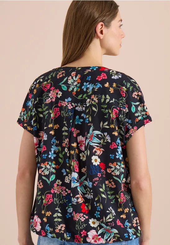 Blouse met gespleten hals en bloemenpatroon
