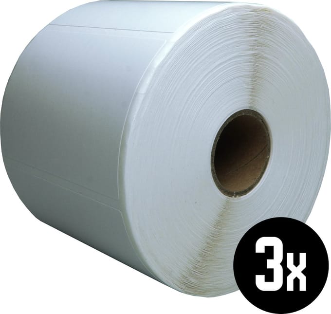 DULA Compatible Zebra Labels 70x50mm - 1000 etiketten per rol - kern 25mm - Wit - Permanent - 3 rollen