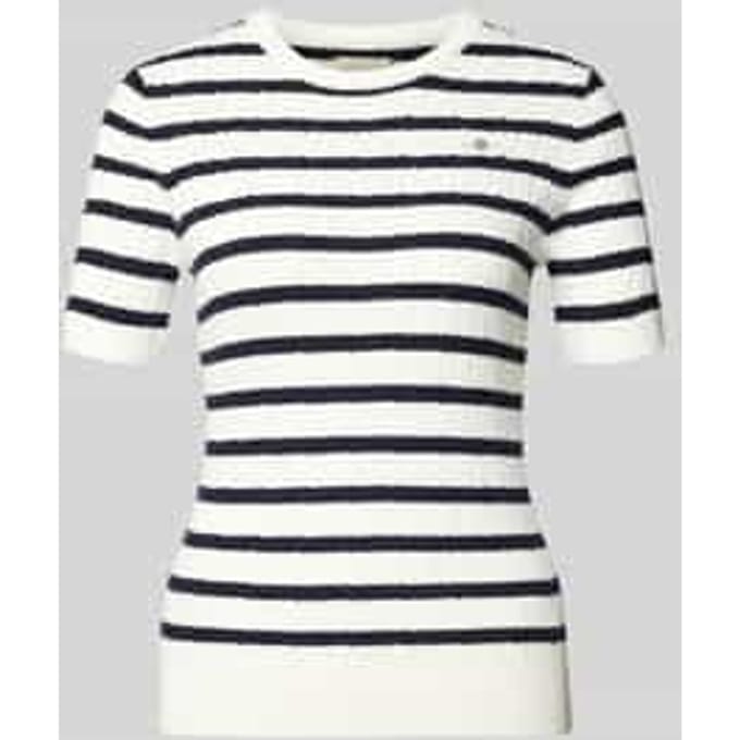 Gebreid shirt met Ronde hals en Labelstitching