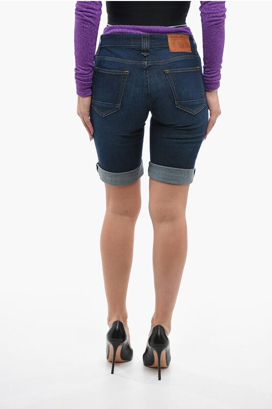 5-pocket stretch denim shorts in blauw