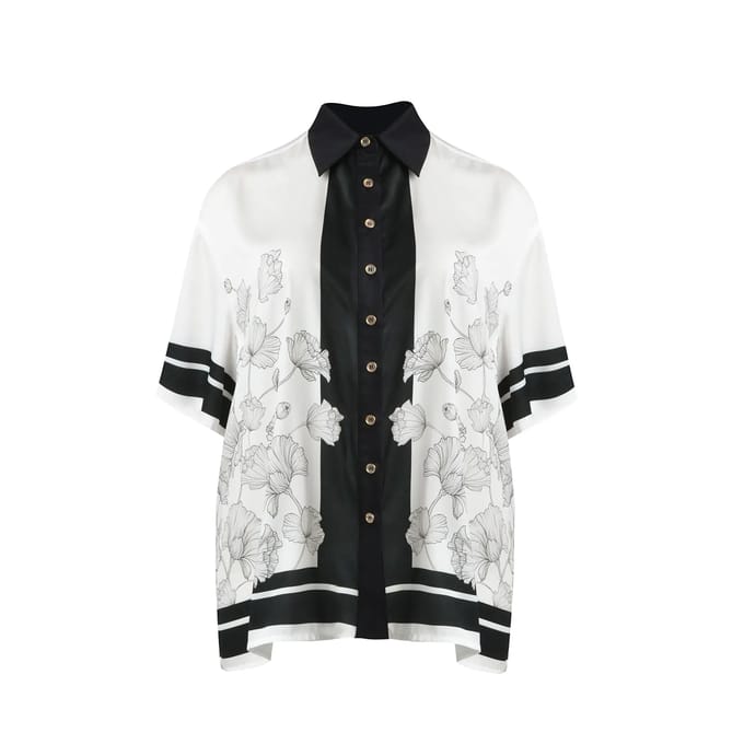 Dames satijnen bloemige print blouse Mat Fashion