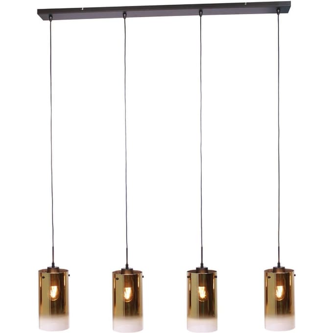 Freelight Ventotto hanglamp, zwart/goud, lengte 125 cm, 4-lamps.