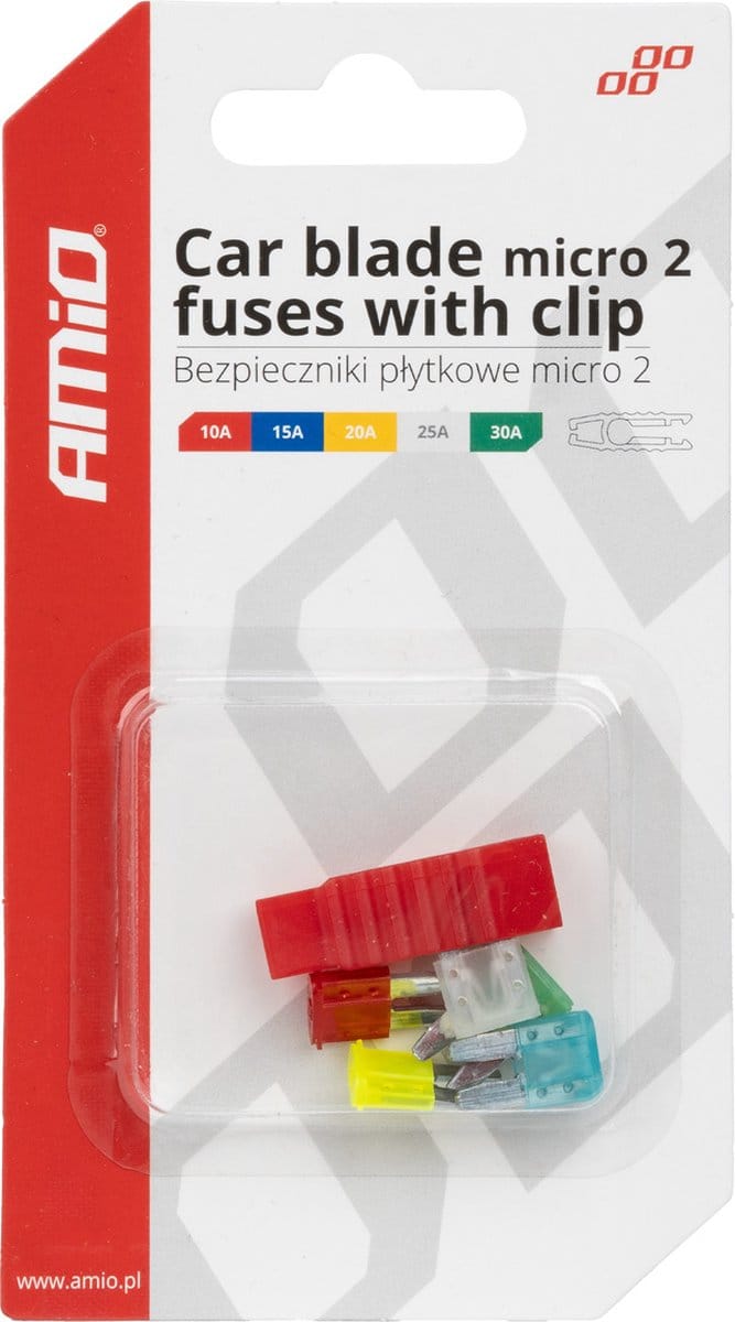 AMiO Micro 2 Auto Zekeringen Blade Fuses Set 10A/15A/20A/25A/30A met Clip