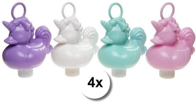Badeend kermis eend eenhoorn - set van 4 stuks - 15 cm groot