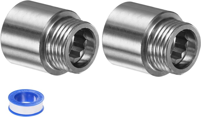 Verlengarm voor Douchekop van RVS, G1/2 Aansluiting met PTFE Draadafdichting, Set van 2, Ideaal voor Douche en Kraan, 35mm Coupling