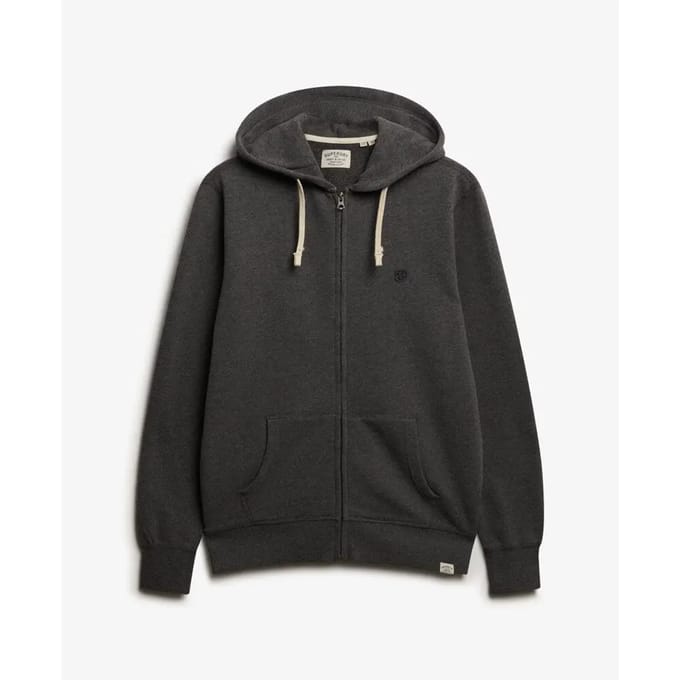Superdry Monogram Geborduurde Zip Hoodie Dark Grey Grootte: XL
