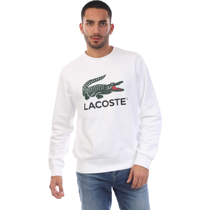 Lacoste Heren Fleece Sweatshirt met ronde hals (Wit)