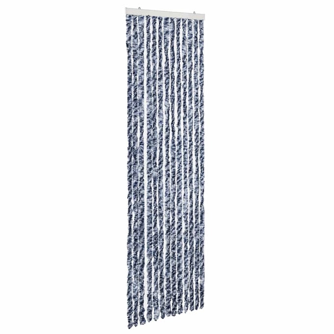 vidaXL - Vliegengordijn - 56x200 - cm - chenille - blauw - en - wit