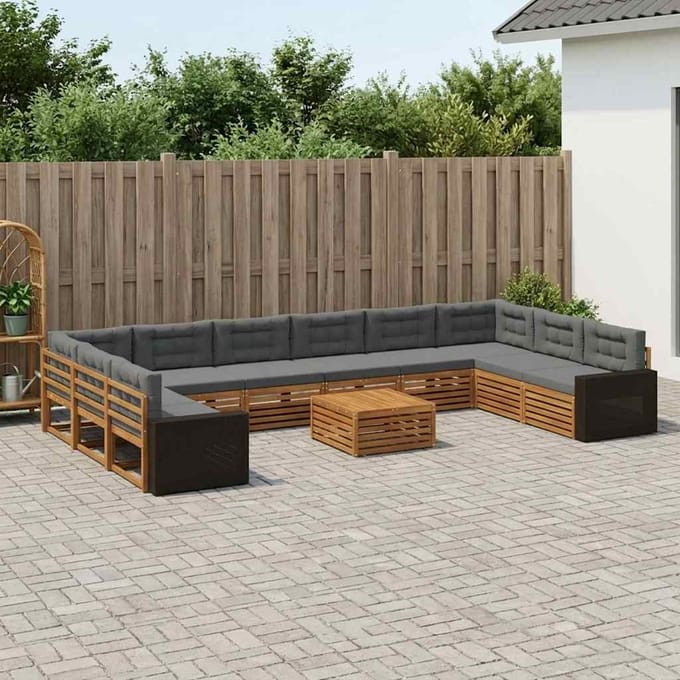 vidaXL - Sofa-Sets - 11 - st - Massief - Acacia - Hout