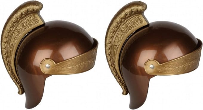 Ravensden Romeinse ridder helm - 2x stuks - bruin - kinderen - one size - carnaval verkleedaccessoire