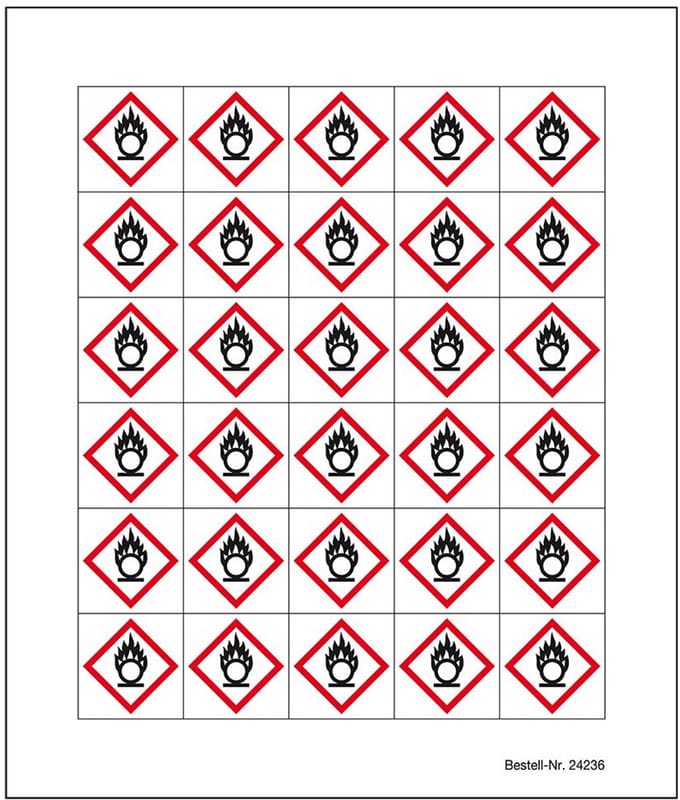 Minisymbool GHS03 oxiderende stoffen sticker
