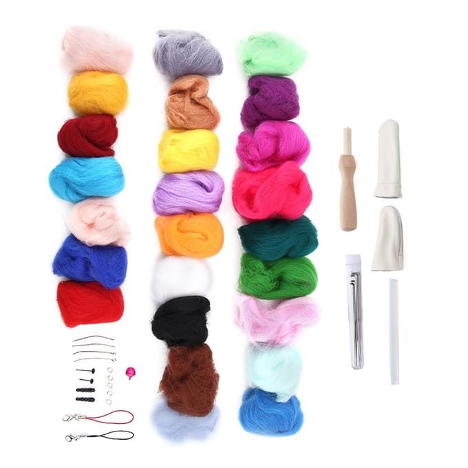 25 Kleuren Wol Roving Naaldvilten Wol Kit voor DIY Knutselen Vilten Beginners red
