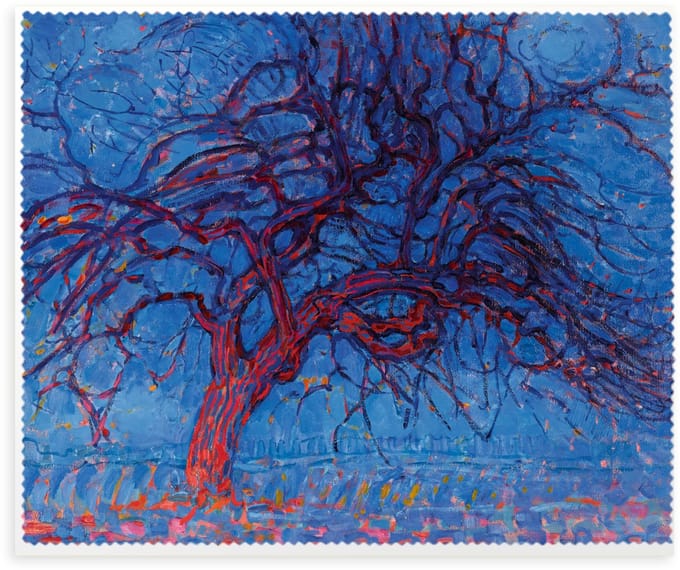 Brillendoekje Microfiber – Mondriaan Red Tree 15x18 cm – museumwebshop.com