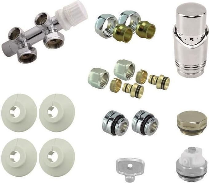 Riko Onderblok Set Haaks Rechts 16 x 2,0 en 15 mm Knel - Chroom