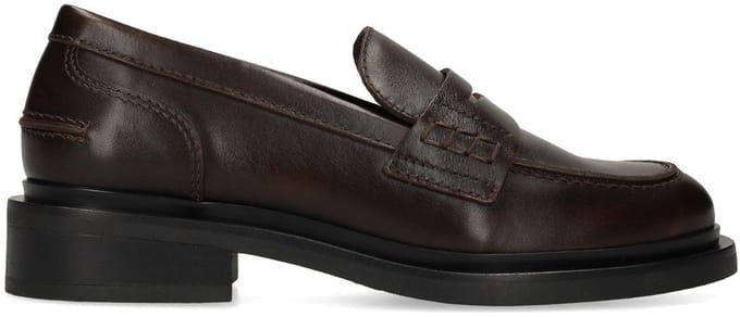 Manfield - Dames - Bruine leren loafers - Maat 41