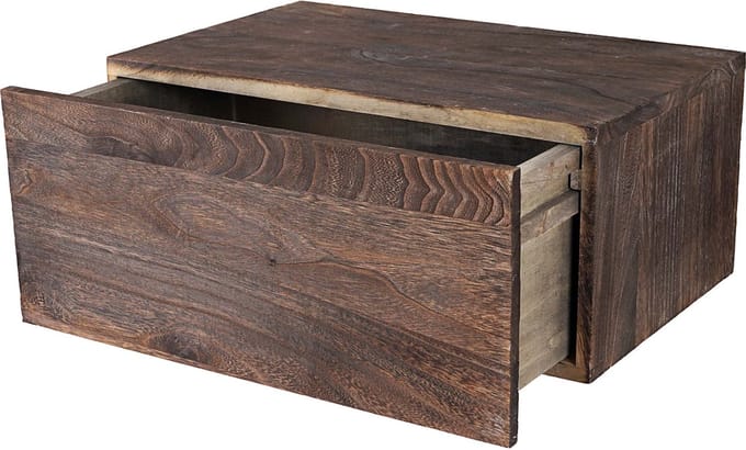 Wandplank MCW-C55, lade plank, shabby-look vintage, 21x46x30cm ~ bruin