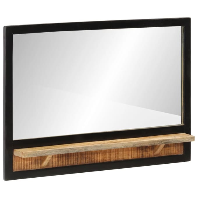 vidaXL - Spiegel - met - schap - 80x8x55 - cm - glas - en - massief - mangohout