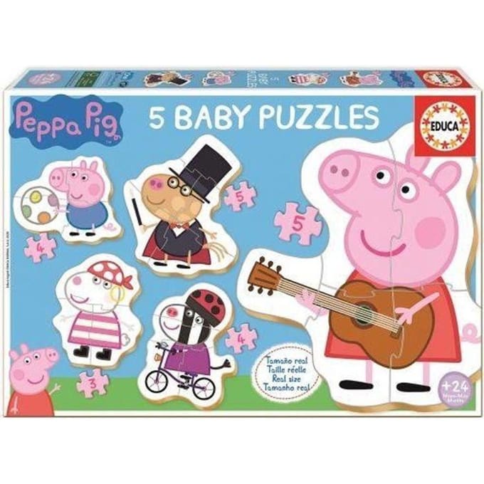 EDUCA - Progressief puzzel BABY PEPPA PIG - 5 puzzels van 3 tot 5 stukjes