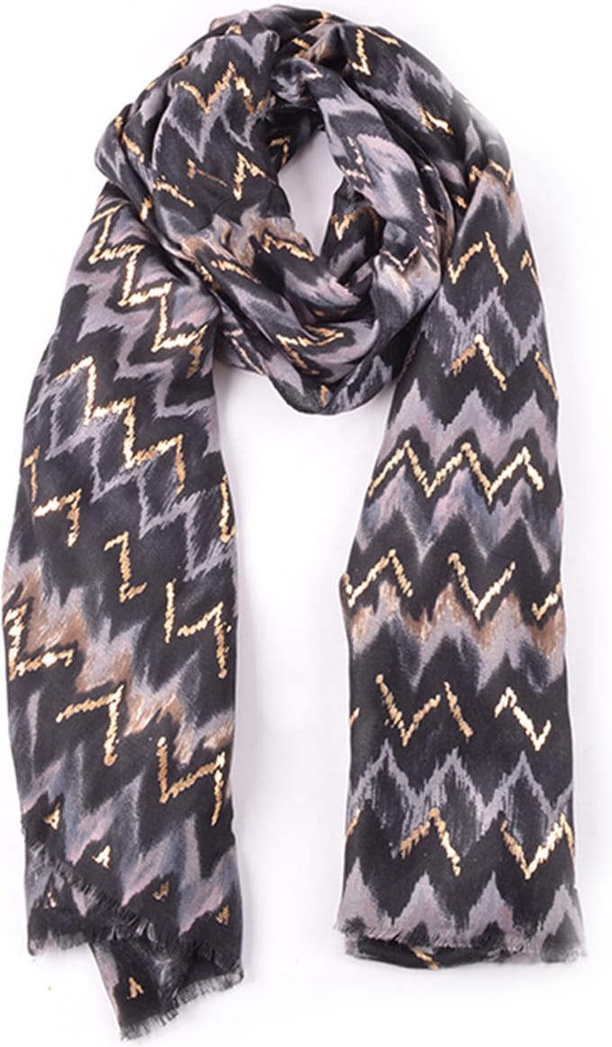 Giuliano '' in between season'' Zig Zag print - Zwart - Dames - Sjaal