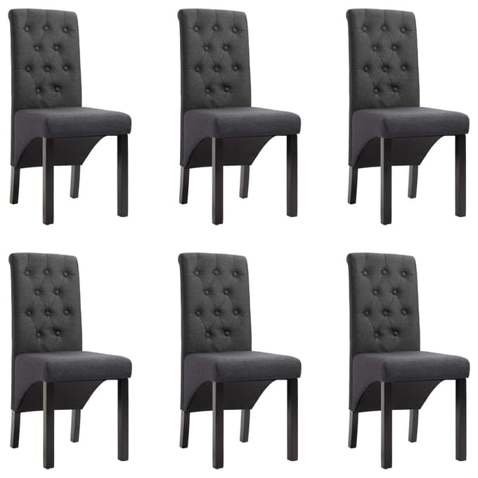 vidaXL - Eetkamerstoelen - 6 - st - stof - donkergrijs