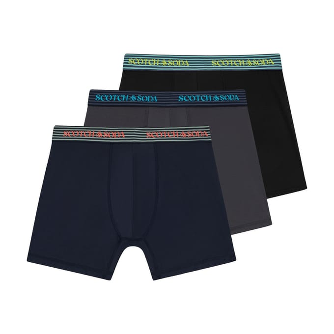 Scotch & Soda Active Stretch Boxer Briefs – Heren – Navy/Grijs/Zwart – 3-pack – Performance Fit Maat S