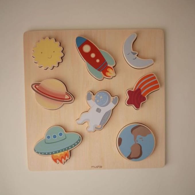 Mushie - Houten Inlegpuzzel - Space