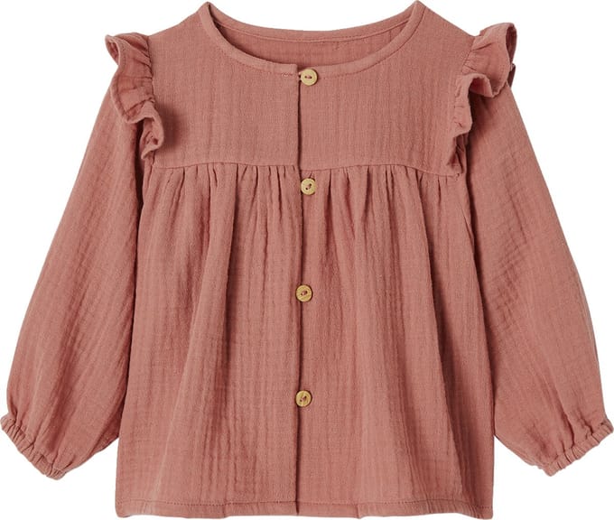 Vertbaudet Babyblouse van katoengaas met ruches