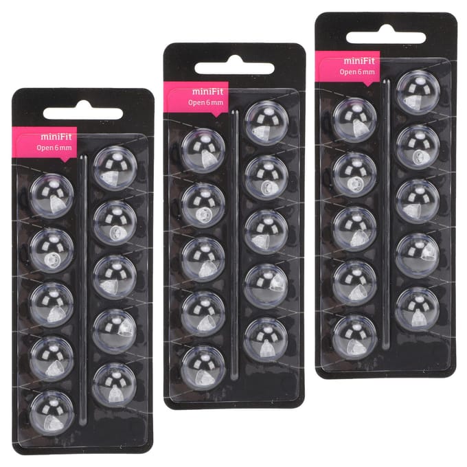 30 pièces Dômes de remplacement pour aides auditives pour MiniFit Double évent Simple couche Antistatique Silicone Ouvert 6mm / 0.24in Dia gray