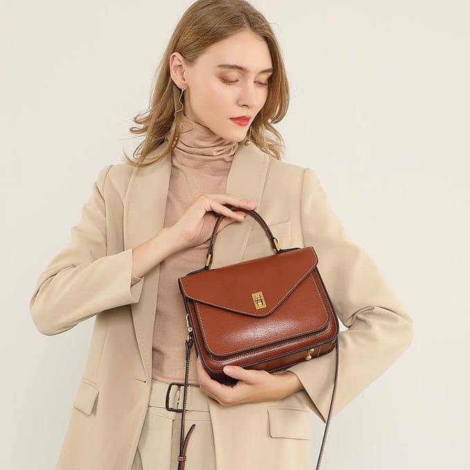 Tas Leer Senior Eenvoudige Mode Temperament Dames Tas Vrachtbrief Schouder Crossbody Postbode zwart