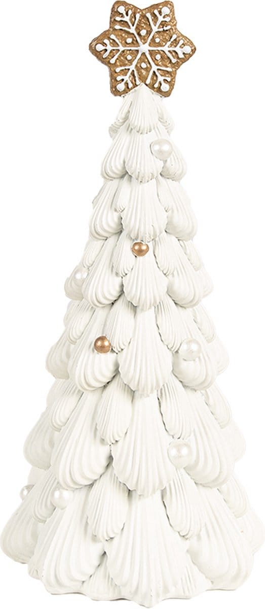 Clayre & Eef Kerstdecoratie Kerstboom Ø 13x26 cm Wit Polyresin