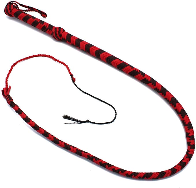 Kiotos - Nylon Bullwhip - Zwart/Rood - 120 cm