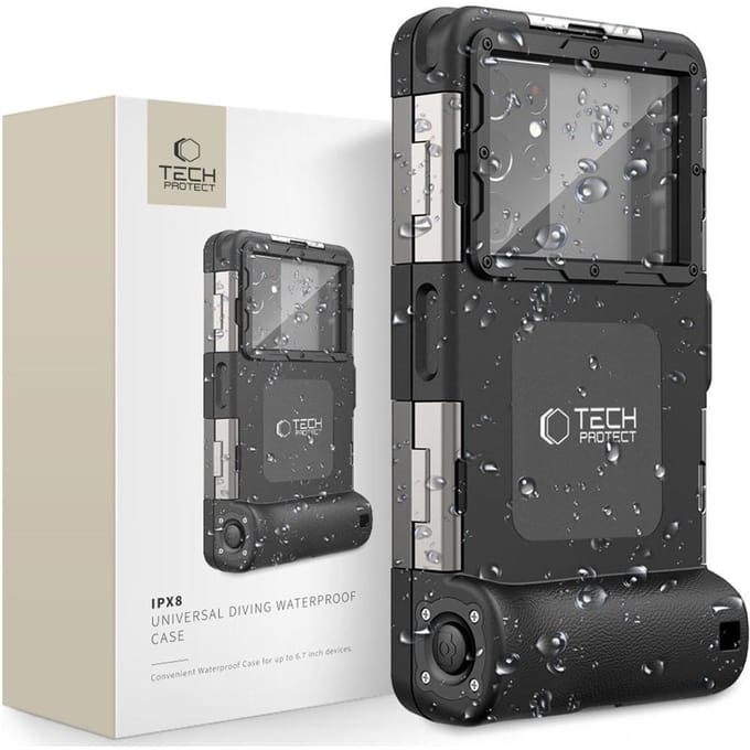 Tech-Protect Waterproof Case IPX8 Waterproof for Smartphones 4.7-6.7" - Black