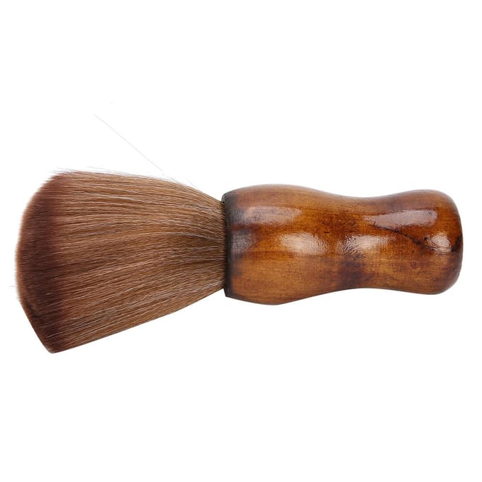 Brosse Balayeur Cheveux Cassés Manche en Bois Brosse Douce Brosse Dépoussiéreur Cou Cheveux pour Salon brown