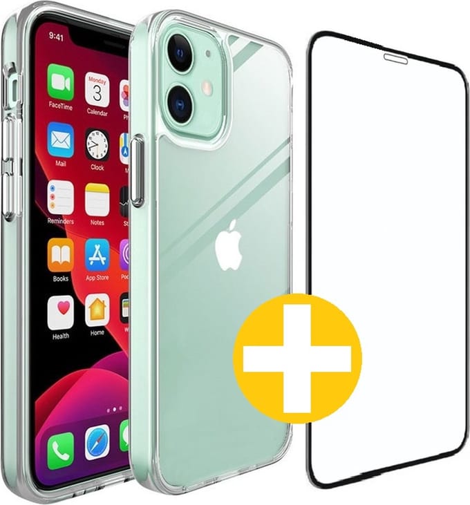 Hoesje en Screenprotector Combi Geschikt Voor iPhone 12 Mini - Transparant Hoesje + Premium screenprotector