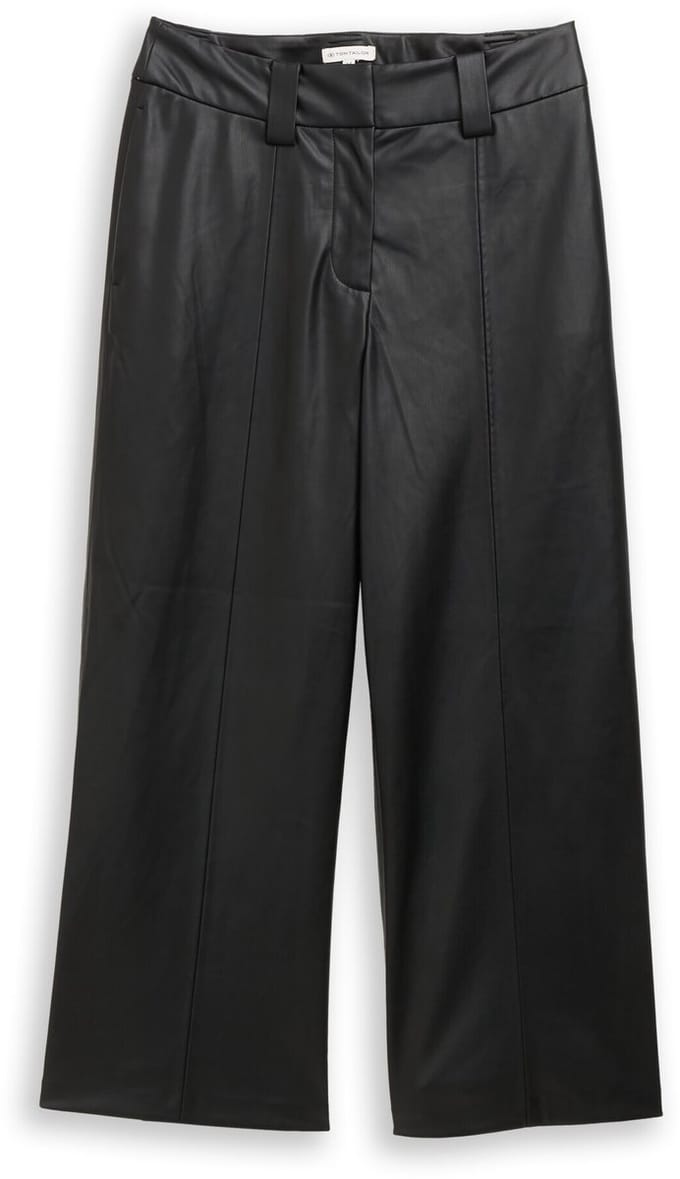 Tom Tailor - Culotte broek in leerlook - Maat 42/28 - deep black